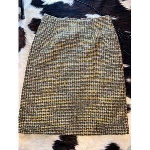 Vintage Multi Color Tweed Pencil Skirt Green Brown Yellow Size 4 Made in USA